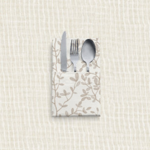 Leafline Spread Ivory Warm Taupe Cloth Napkin