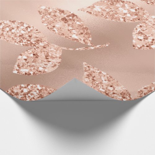 Leafs Botanical Rose Gold Glam Copper Glam Bridal Wrapping Paper