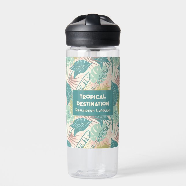 Leafs Pattern custom text Water Bottle (Front)