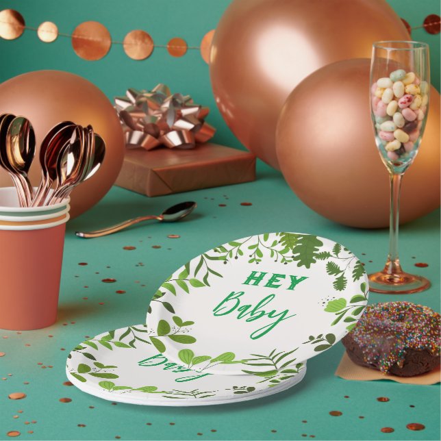 Leafs print  paper plates (Multi)