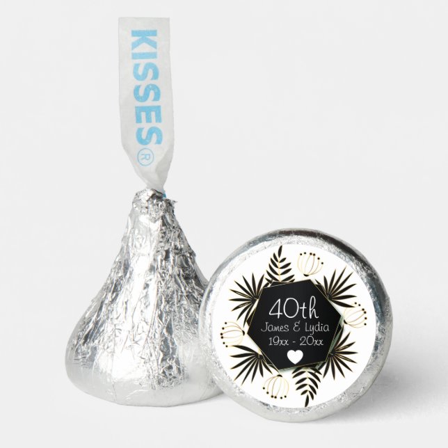 Leafy 40th Wedding Anniversary Black & White  Hershey®'s Kisses® (Front)