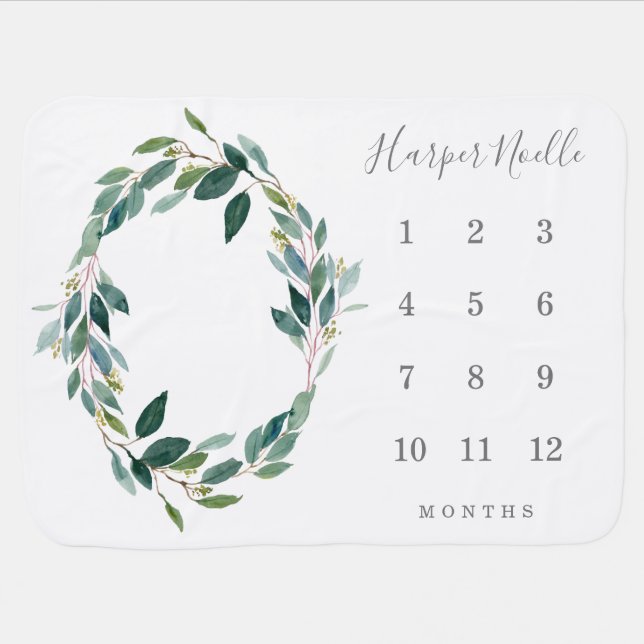 Leafy Baby Milestone Blanket (Horizontal)