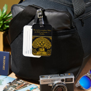 Leafy Backdrop for Golden Buddha Luggage Tag