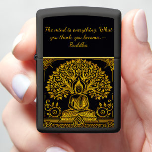 Leafy Backdrop for Golden Buddha Zippo Lighter