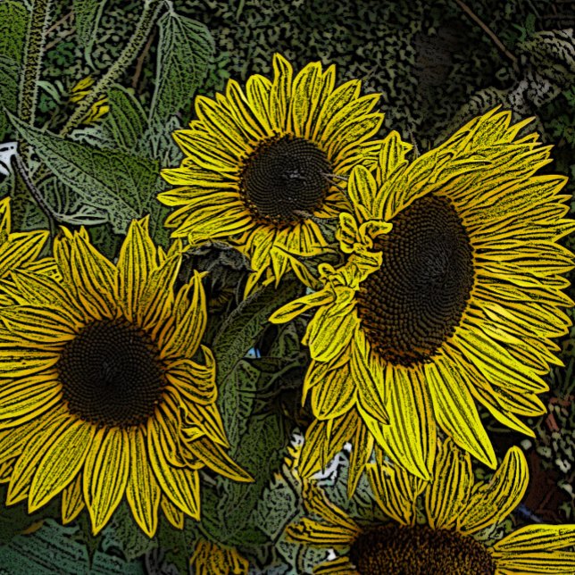 leafy background with large yellow sun flowers jigsaw puzzle (Creator Uploaded)