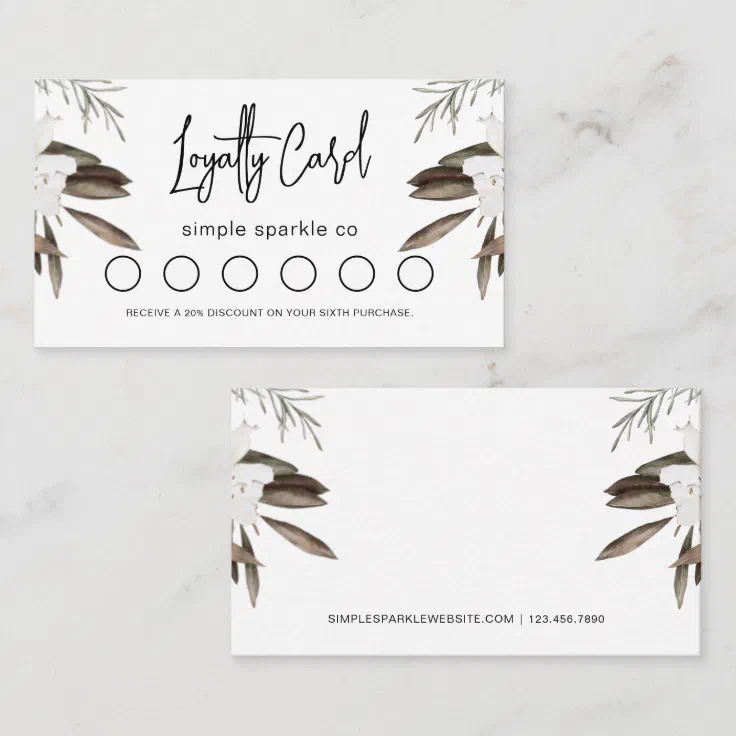 Leafy Boho Floral Loyalty Card