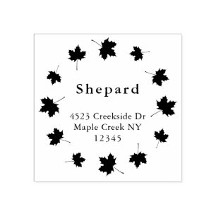 leafy border custom family name return address rubber stamp