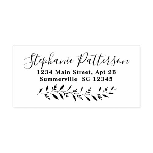 Leafy Border Elegant Return Address Rubber Stamp