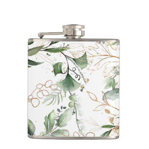 Leafy Botanical Eucalyptus Elegant Greenery Branch Flask