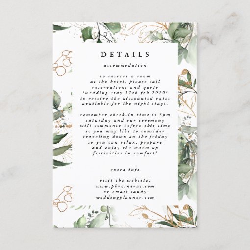 Leafy Botanical Eucalyptus Elegant Greenery Moss Enclosure Card | Zazzle