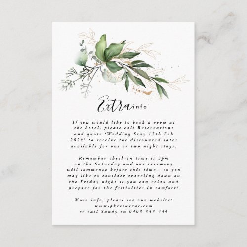 Leafy Botanical Eucalyptus Elegant Greenery Moss Enclosure Card