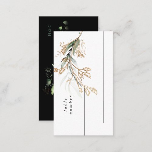 Leafy Botanical Eucalyptus Modern Black Branch Place Card