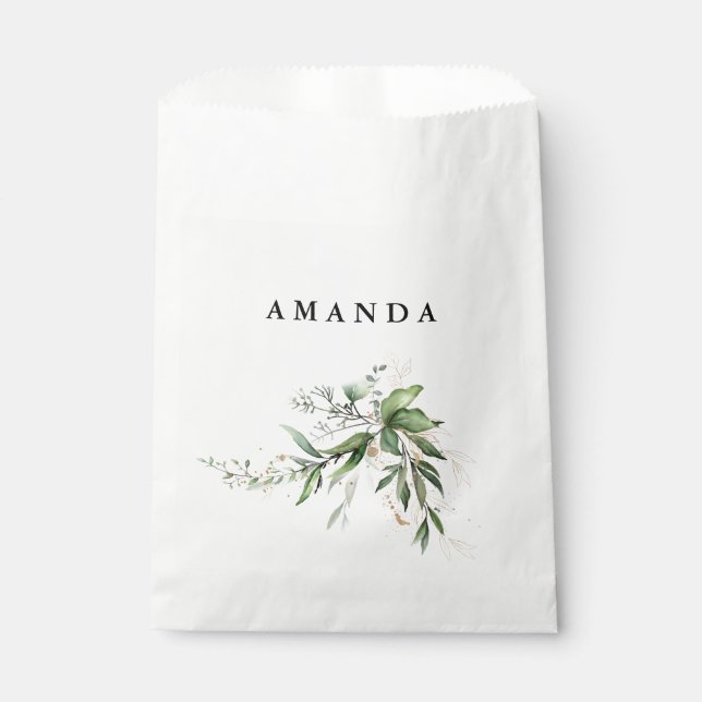 Leafy Botanical Eucalyptus Modern Greenery Branch Favor Bag (Front)