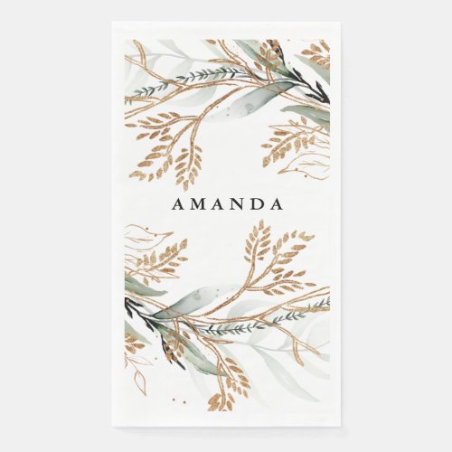 Leafy Botanical Eucalyptus Modern Greenery Branch Paper Guest Towels