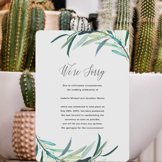 Leafy Botanical Wedding Postponement Announcement (Creator Uploaded)
