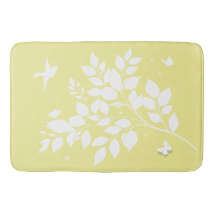 Leafy branch Swallow Butterflies in silhouette Bath Mat