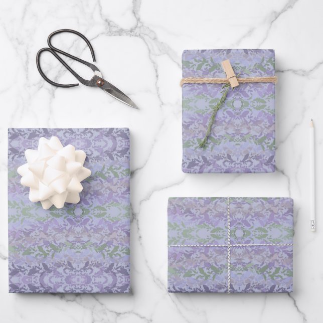 Leafy Creeping Vine Drawing Pattern With Pastels Wrapping Paper Sheets (Front)