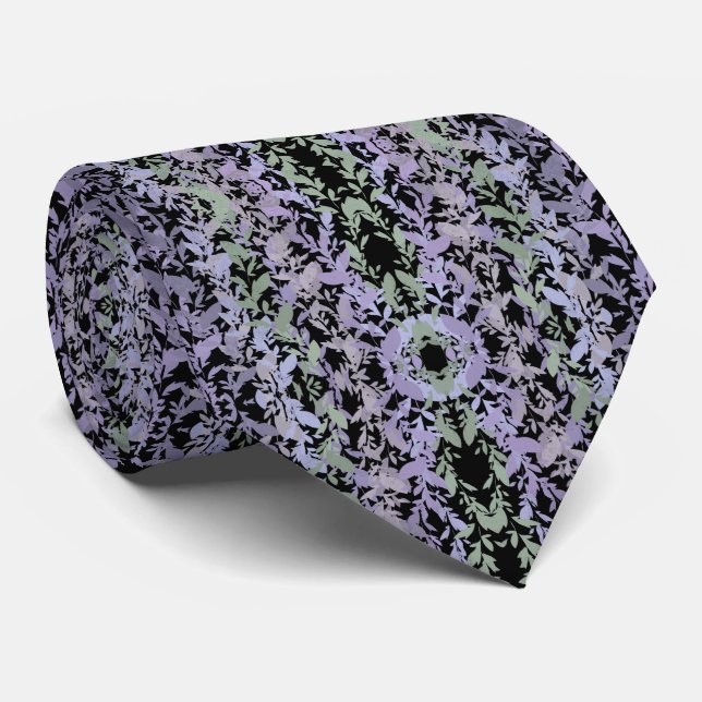Leafy Creeping Vine Soft Pastel Drawing Pattern  Neck Tie (Rolled)