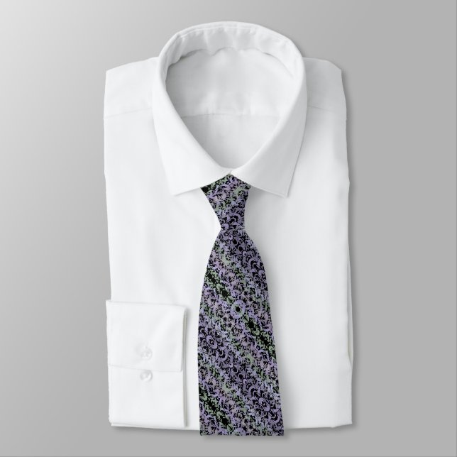 Leafy Creeping Vine Soft Pastel Drawing Pattern  Neck Tie (Tied)