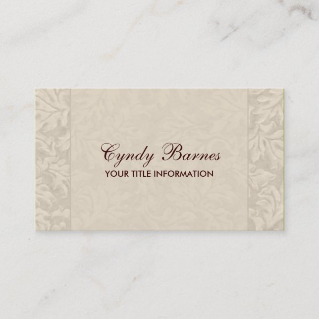 Leafy Damask  Business Card (Front)