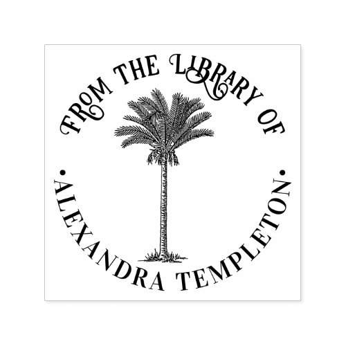 Leafy Date Palm Tree Library Book Name Self_inking Stamp