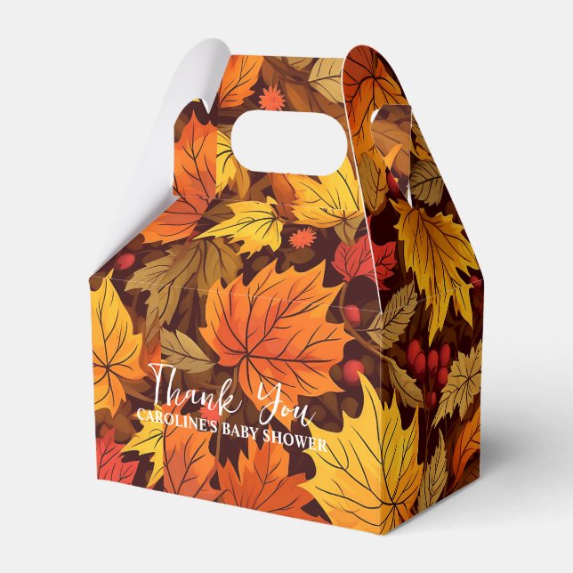Leafy Delights Fall Baby Shower Invite Favor Boxes (Front Side)