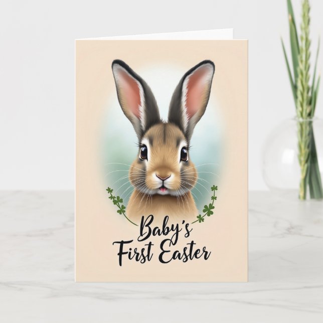 Leafy Easter Bunny Portrait Card (Front)