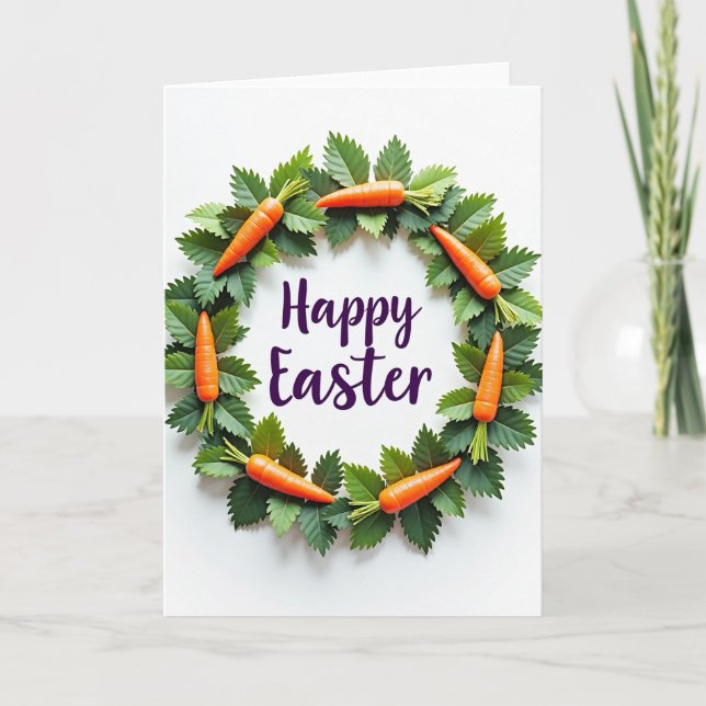Leafy Easter Veggie Wreath Card (Front)