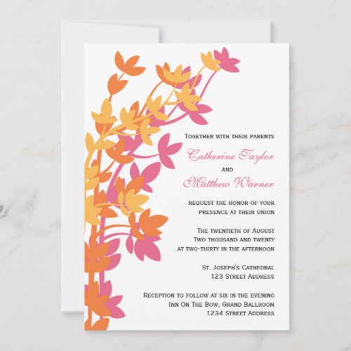 Leafy Elegance In Honeysuckle Delight Wedding Personalized Invites