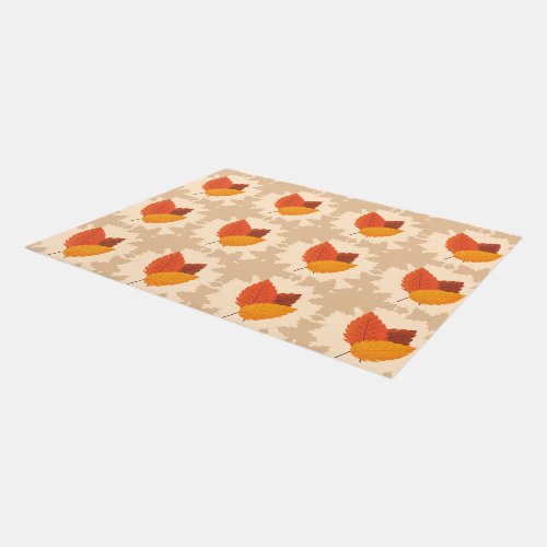 Leafy Fall Pattern Bright Colors Yellow Orange  Rug