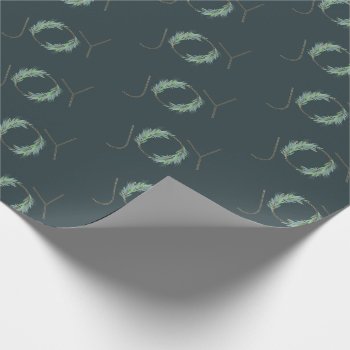 Leafy Faux-gold Joy Wreath Christmas/holiday  Wrapping Paper by ComicDaisy at Zazzle