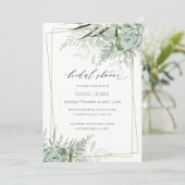 Leafy Fern Succulent Frame Bridal Shower Invite (Standing Front)