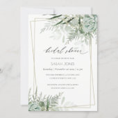 Leafy Fern Succulent Frame Bridal Shower Invite (Front)