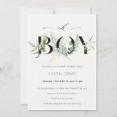 Leafy Fern Succulent Oh Boy Baby Shower Invite (Front)