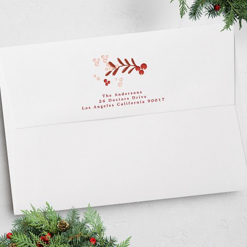 Leafy Floral Christmas Traditional Editable Envelope