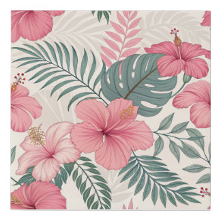 Leafy Floral Design Faux Canvas Print