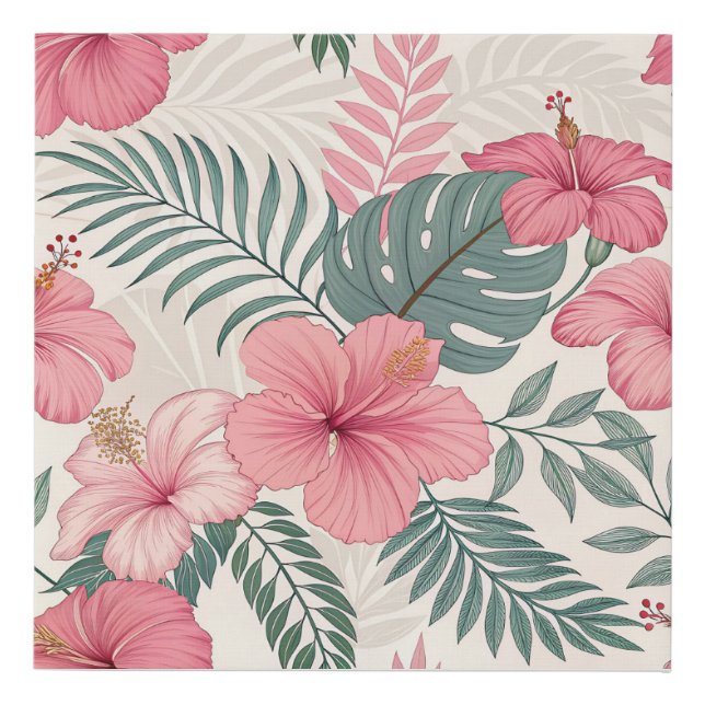 Leafy Floral Design Faux Canvas Print (Front)