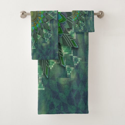 Leafy floral square stick puzzle parameterization bath towel set