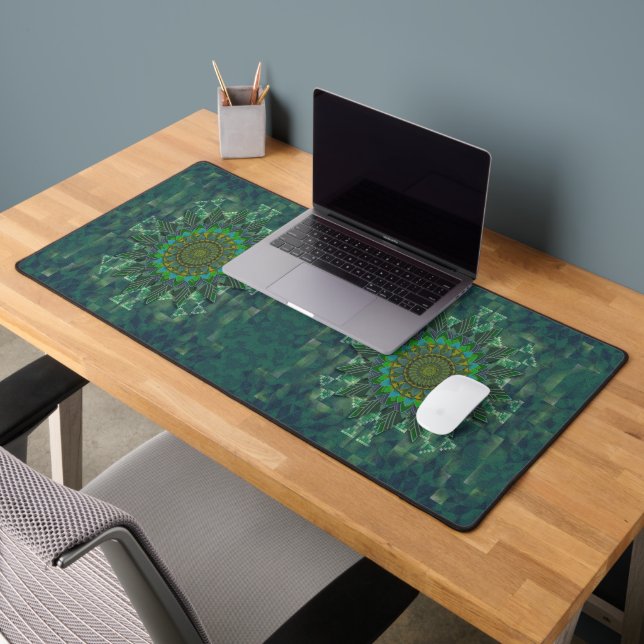 Leafy floral square stick puzzle parameterization desk mat (Office 2)