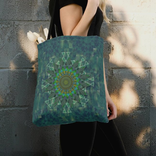 Leafy floral square stick puzzle parameterization tote bag (Creator Uploaded)