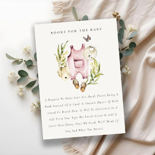 Leafy Foliage Girl Clothes Books For Baby Shower Enclosure Card