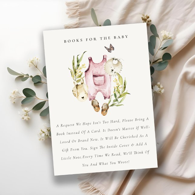 Leafy Foliage Girl Clothes Books For Baby Shower Enclosure Card (Creator Uploaded)