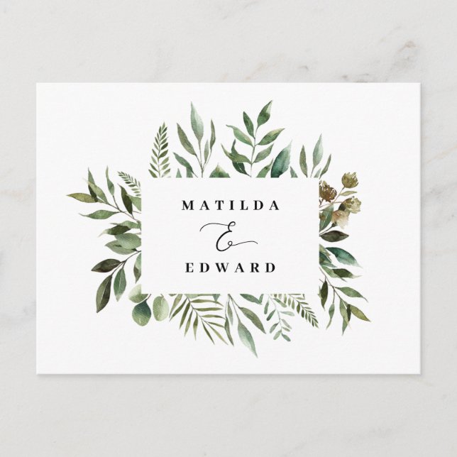 Leafy foliage wedding R.S.V.P reply card (Front)