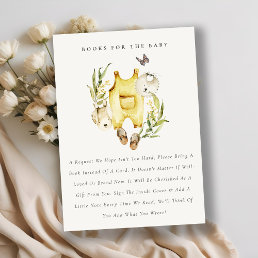 Leafy Foliage Yellow Clothes Books For Baby Shower Enclosure Card