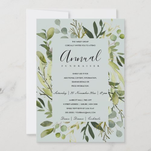 LEAFY FRAME GREEN GREY CORPORATE PARTY EVENT INVITATION