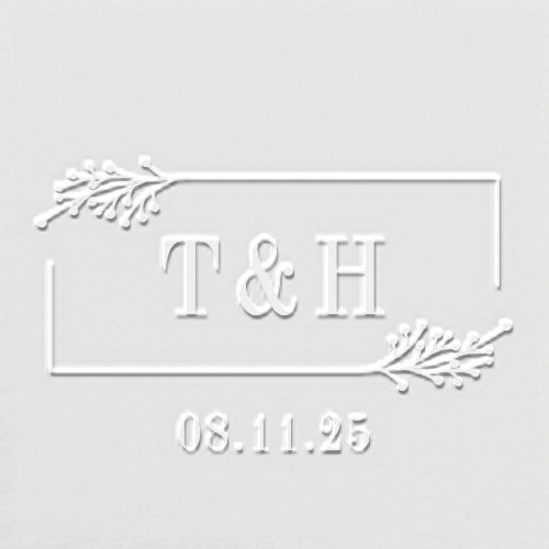 Leafy Frame Wedding Logo Monogram Custom Embosser