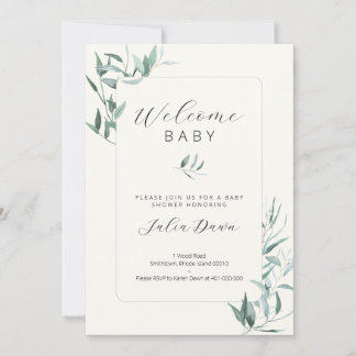 Leafy Gender Neutral Baby Shower Invitation