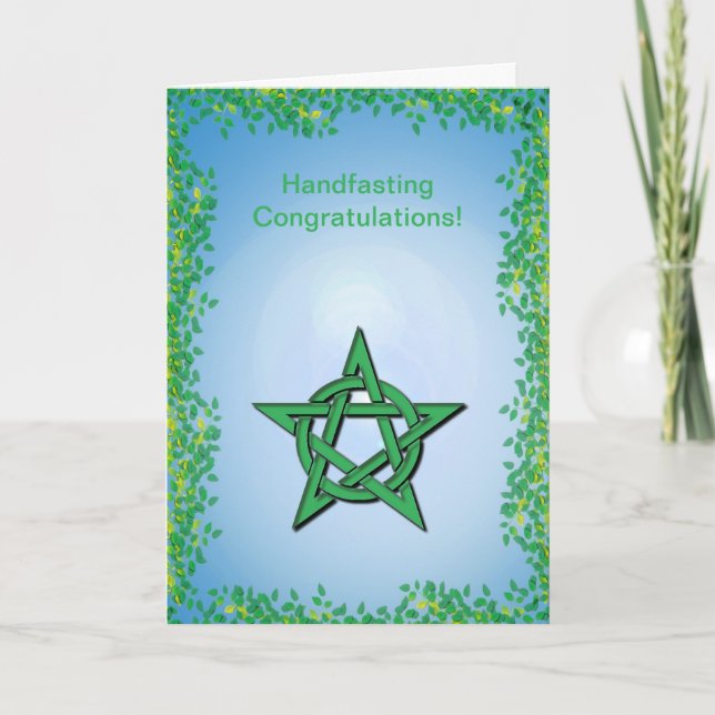 Leafy Glade Pagan Handfasting Congratulations Card (Front)