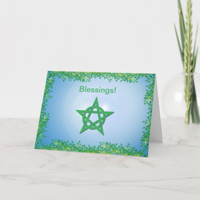 Leafy Glade Wiccan Engagement Blessings Card (Front)