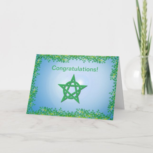 Leafy Glade Wiccan Wedding Congratulations Card (Front)